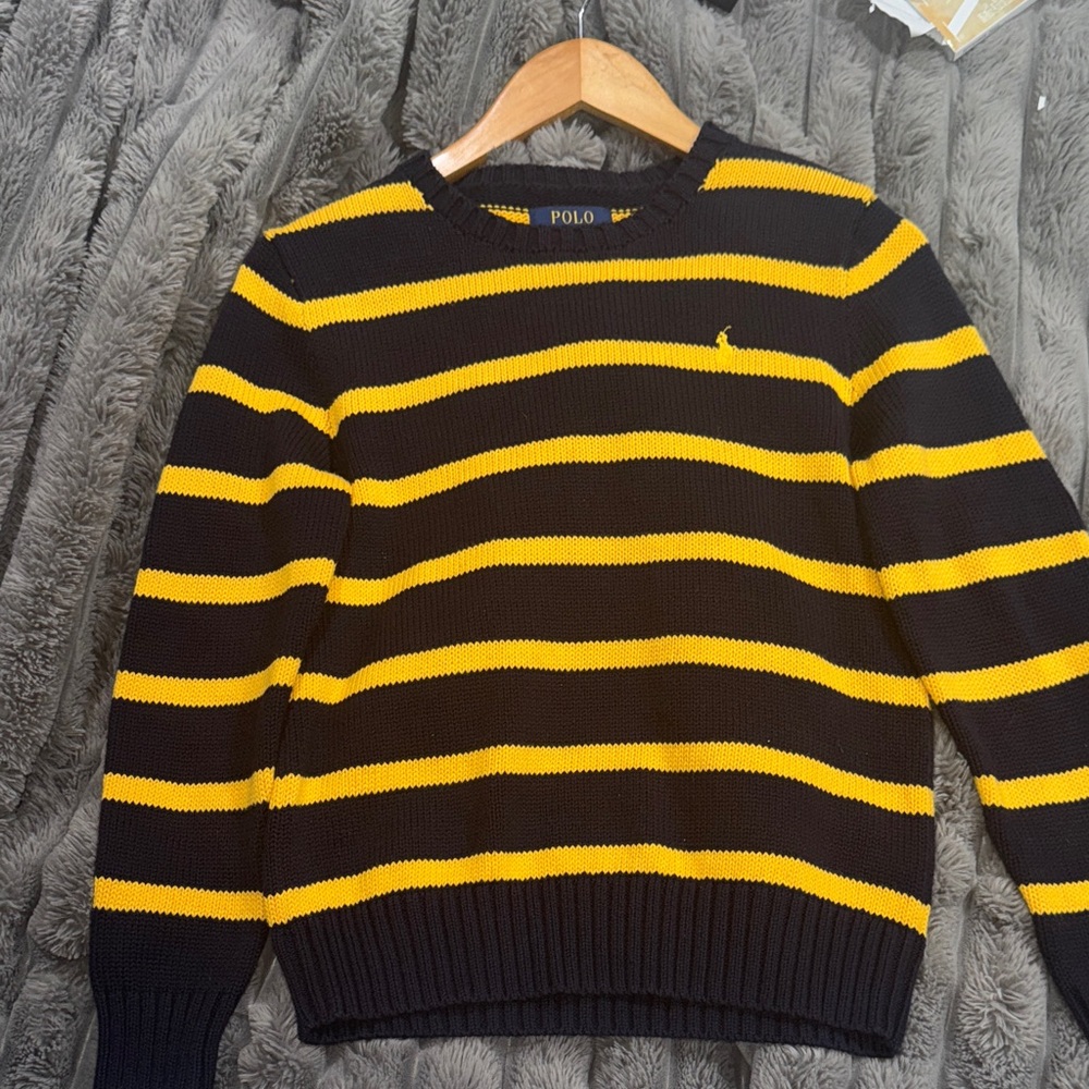 Polo by Ralph Lauren Men's Sweater in Black and Yellow Stripes